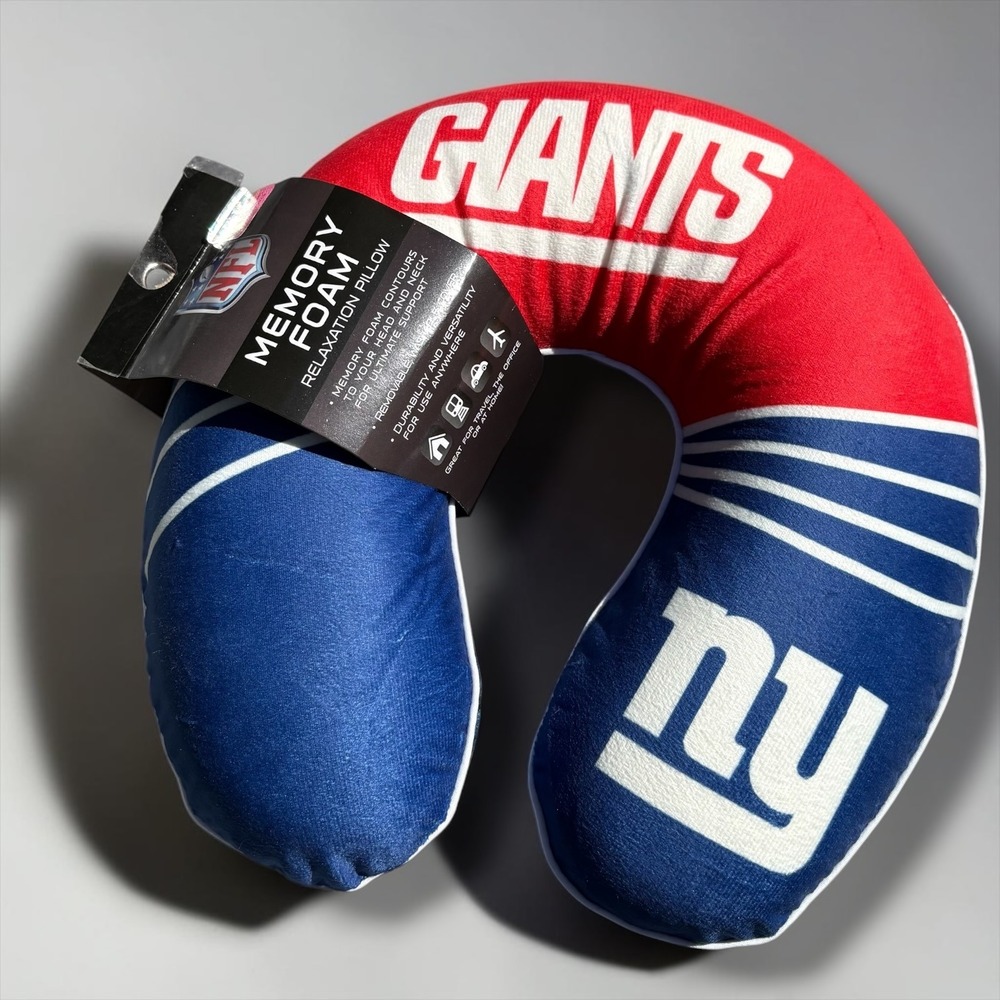 NFL‎ New York Giants Memory Foam Travel Neck Pillow Pegasus Sports Blue Red NEW